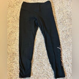 PINK Victoria's Secret Black Leggings with Pink Logo